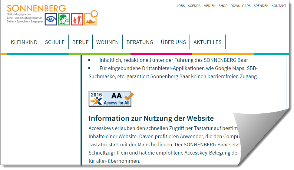 AA-Zertifizierung der Website sonnenberg-baar.ch